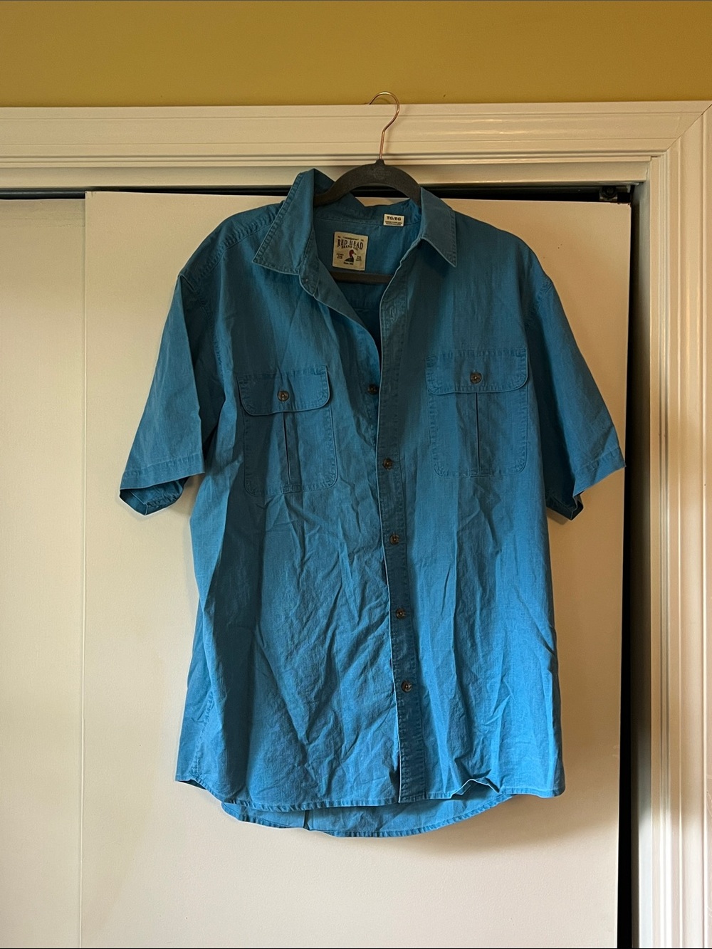Men's Short Sleeve Button-Up Shirt - Teal Blue